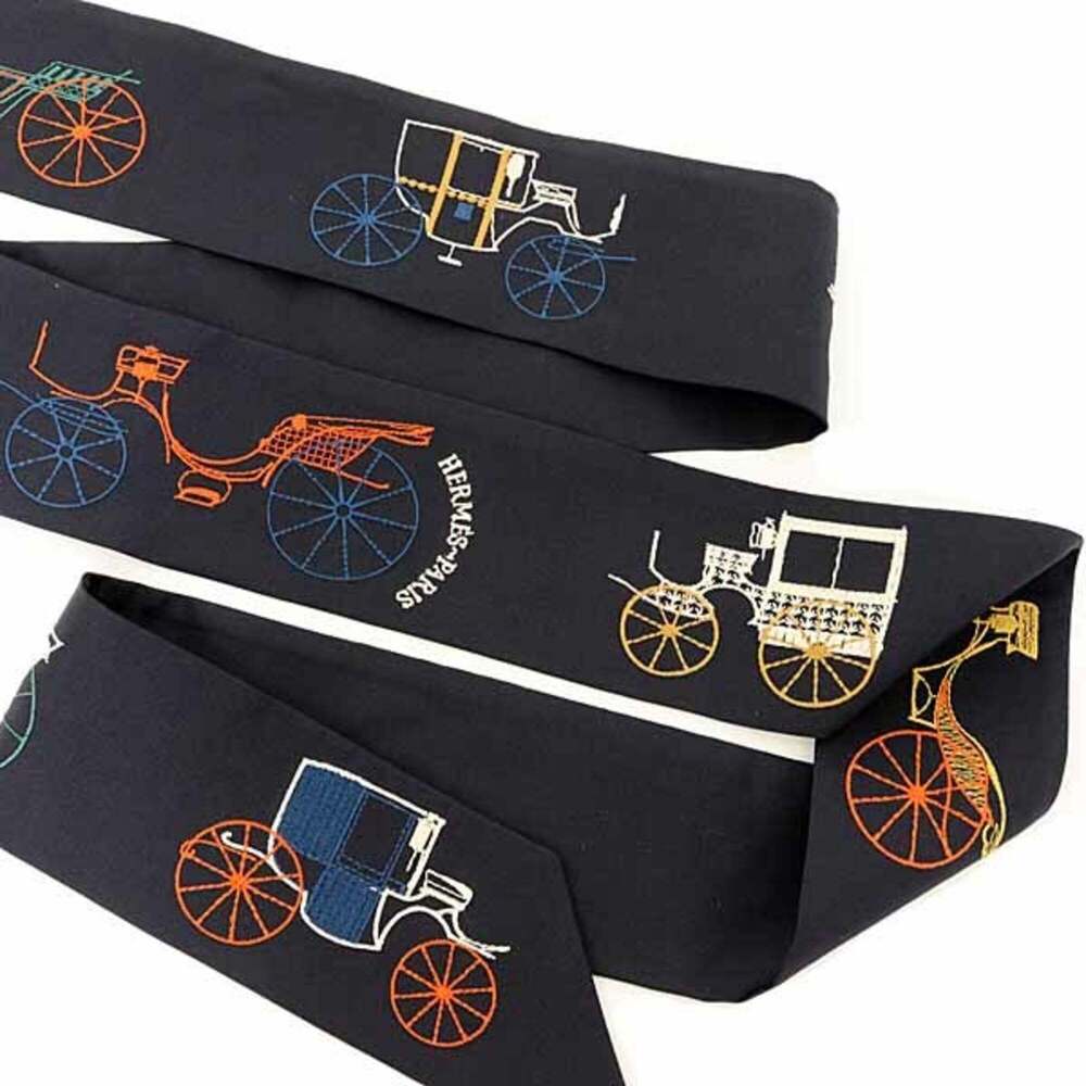 HERMES Black Silk Scarf - Picture 1 of 6